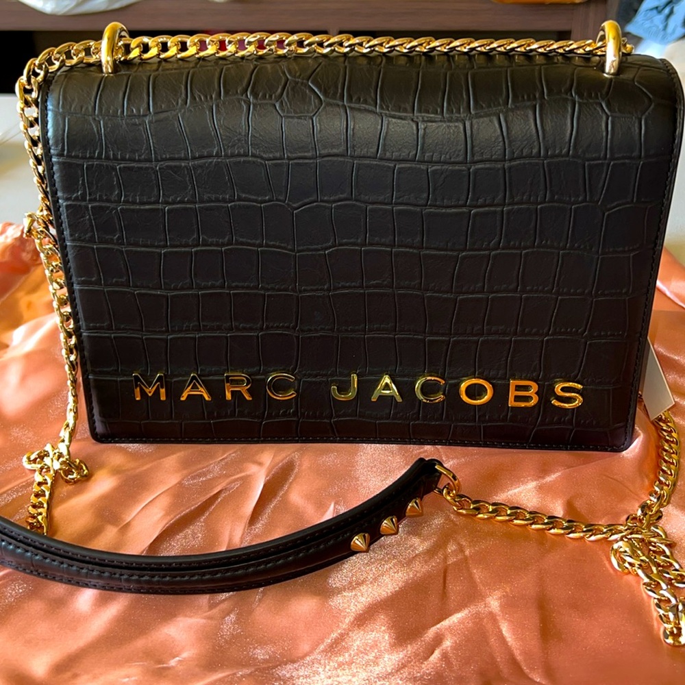 Marc Jacobs Black Crossbody Bag with Gold Chain